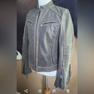 Brown/Gray Leather Jacket